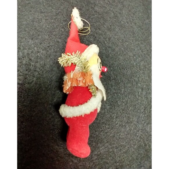 Vintage Santa Elf Flocked MCM Chenelle "Berry Nose" Ornament - Picture 4 of 10